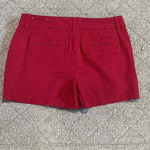 Ann Taylor Loft Shorts Womens 4 Red Seersucker Striped Stretch Chino Pockets - Picture 8 of 10